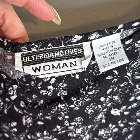 90s Y2K Black and White Ditzy Floral Maxi Dress Size 18 - Picture 2 of 6